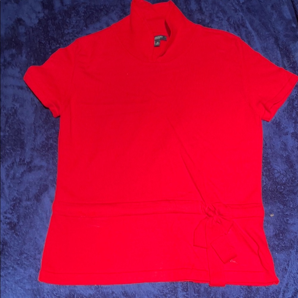 Short sleeve sweater with bow accent